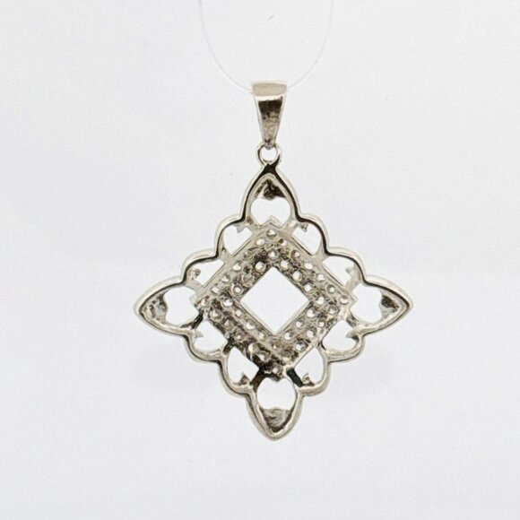 Brand New Fancy Designer Pendant 925 Sterling Silver Encrusted w/ White Crystals - Picture 3 of 10